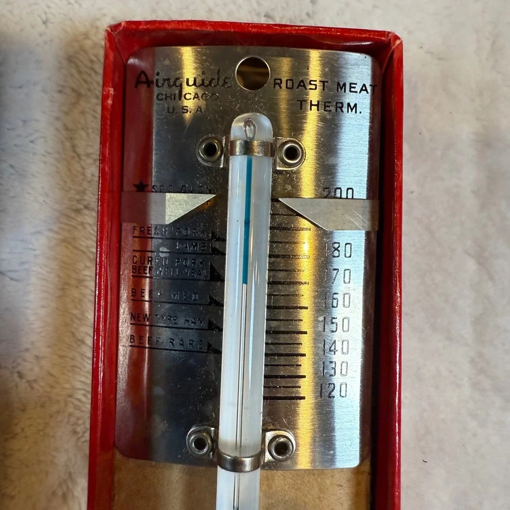Vintage Airguide Roast Meat Thermometer Stainless Steel Chicago USA with Box‎